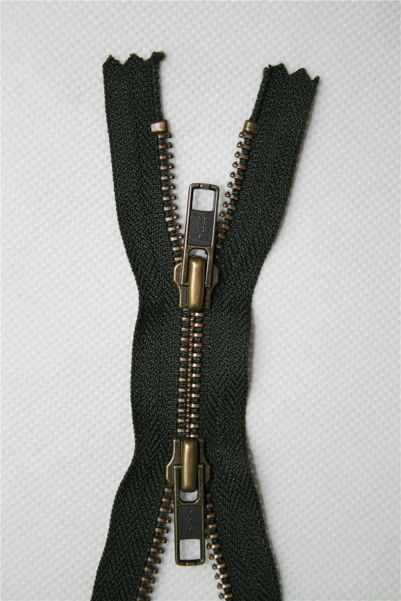 YKK5號金屬青古銅密尾雙向拉鏈 兩個(gè)DA自動(dòng)頭尾對尾 電鍍I色